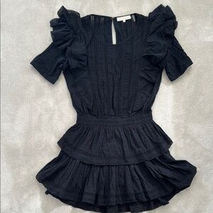 LoveShackFancy Black Ruffled Dress, size S